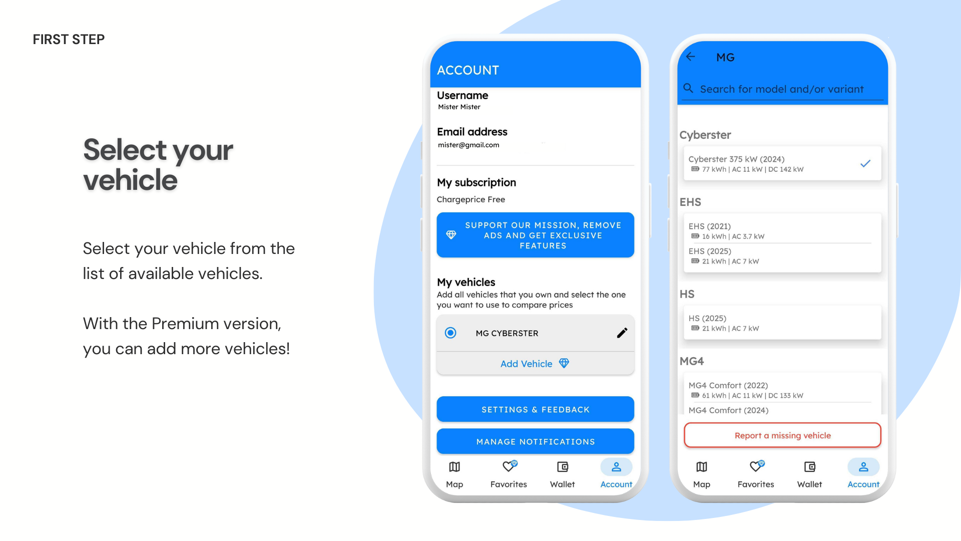 Chargeprice app tutorial - step 1 of 5